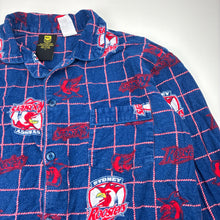 Load image into Gallery viewer, Unisex NRL Supporter, Roosters flannel cotton pyjama top, *wash fade*, FUC, size 14,  