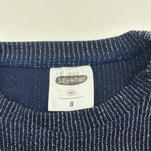 Load image into Gallery viewer, Girls Lily &amp; Dan, navy metallic stripe top, EUC, size 8,  