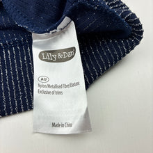 Load image into Gallery viewer, Girls Lily &amp; Dan, navy metallic stripe top, EUC, size 8,  
