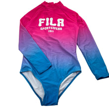 Load image into Gallery viewer, Girls FILA, long sleeve swim one-piece, light mark front right, FUC, size 12,  