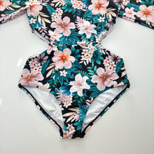 Load image into Gallery viewer, Girls David Jones, floral long sleeve cut-out swim one-piece, GUC, size 12,  