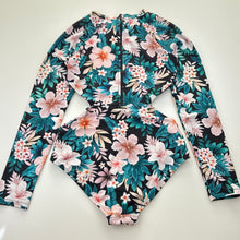 Load image into Gallery viewer, Girls David Jones, floral long sleeve cut-out swim one-piece, GUC, size 12,  