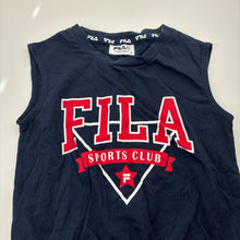 Load image into Gallery viewer, Girls FILA, navy cotton sleeveless top, EUC, size 8,  