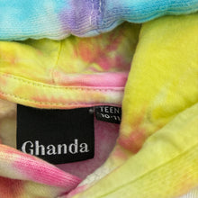 Load image into Gallery viewer, Girls GHANDA, tie dyed fleece lined hoodie sweater, GUC, size 10-11,  
