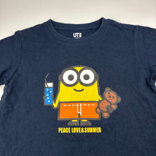Load image into Gallery viewer, Boys Uniqlo, DESPICABLE ME Minions navy cotton tee / top, GUC, size 8,  