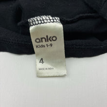 Load image into Gallery viewer, Unisex Anko, black cotton long sleeve tee / top, GUC, size 4,  