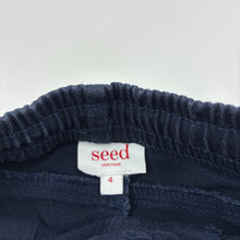 Load image into Gallery viewer, Boys Seed, navy stretch cotton pants, elasticated, Inside leg: 39cm, wash fade, FUC, size 4,  