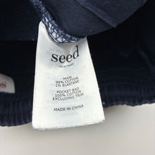 Load image into Gallery viewer, Boys Seed, navy stretch cotton pants, elasticated, Inside leg: 39cm, wash fade, FUC, size 4,  