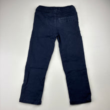 Load image into Gallery viewer, Boys Seed, navy stretch cotton pants, elasticated, Inside leg: 39cm, wash fade, FUC, size 4,  