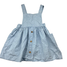 Load image into Gallery viewer, Girls Lil' Atelier, organic cotton overalls dress / pinafore, EUC, size 4-5, L: 55cm