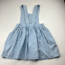 Load image into Gallery viewer, Girls Lil' Atelier, organic cotton overalls dress / pinafore, EUC, size 4-5, L: 55cm