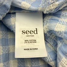 Load image into Gallery viewer, Girls Seed, blue &amp; white check cotton blend dress, EUC, size 10, L: 75cm