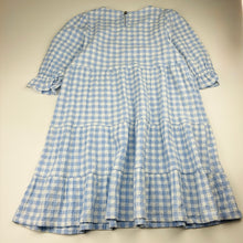 Load image into Gallery viewer, Girls Seed, blue &amp; white check cotton blend dress, EUC, size 10, L: 75cm