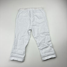 Load image into Gallery viewer, Unisex Next, white linen / cotton pants, elasticated, Inside leg: 26cm, EUC, size 0,  