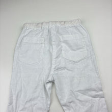 Load image into Gallery viewer, Unisex Next, white linen / cotton pants, elasticated, Inside leg: 26cm, EUC, size 0,  