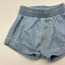 Load image into Gallery viewer, Unisex Bonds, soft feel knit denim shorts, elasticated, EUC, size 000,  