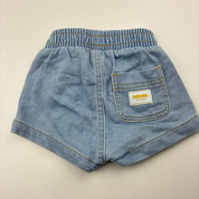 Load image into Gallery viewer, Unisex Bonds, soft feel knit denim shorts, elasticated, EUC, size 000,  