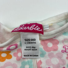Load image into Gallery viewer, Girls Barbie, floral cotton zip romper, EUC, size 000,  