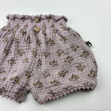 Load image into Gallery viewer, Girls RABBIT + BEAR, floral organic cotton shorts, elasticated, GUC, size 12 months,  
