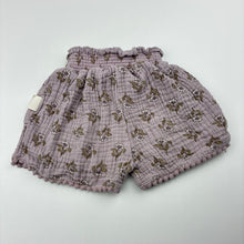 Load image into Gallery viewer, Girls RABBIT + BEAR, floral organic cotton shorts, elasticated, GUC, size 12 months,  