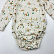 Load image into Gallery viewer, Unisex purebaby, organic cotton bodysuit / romper, ducks, EUC, size 0,  