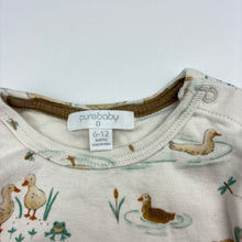 Load image into Gallery viewer, Unisex purebaby, organic cotton bodysuit / romper, ducks, EUC, size 0,  