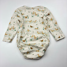 Load image into Gallery viewer, Unisex purebaby, organic cotton bodysuit / romper, ducks, EUC, size 0,  