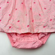 Load image into Gallery viewer, Girls Carters, pink &amp; white cotton romper dress, GUC, size 12 months,  