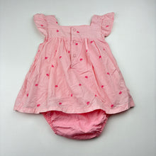 Load image into Gallery viewer, Girls Carters, pink &amp; white cotton romper dress, GUC, size 12 months,  