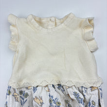 Load image into Gallery viewer, Girls George, knitted cotton romper, rabbits, GUC, size 0000,  