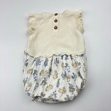 Load image into Gallery viewer, Girls George, knitted cotton romper, rabbits, GUC, size 0000,  