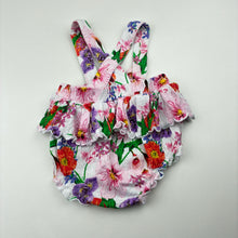 Load image into Gallery viewer, Girls KIDDING AROUND, floral suspender shorts, elasticated, GUC, size 000,  