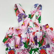 Load image into Gallery viewer, Girls KIDDING AROUND, floral suspender shorts, elasticated, GUC, size 000,  