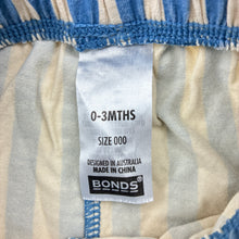 Load image into Gallery viewer, Unisex Bonds, striped stretchy shorts, elasticated, EUC, size 000,  