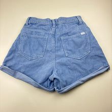 Load image into Gallery viewer, Girls GHANDA, blue corduroy cotton shorts, W: 31cm across, GUC, size 12-13,  