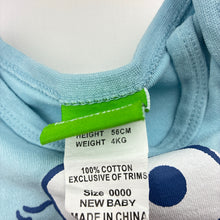 Load image into Gallery viewer, Unisex Seasame Street, Cookie Monster cotton bodysuit / romper, EUC, size 0000,  