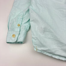 Load image into Gallery viewer, Boys Zara, light blue cotton / linen long sleeve shirt, marks back left hem, FUC, size 5,  