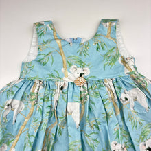 Load image into Gallery viewer, Girls Rudi Patootie, hand made cotton dress, koalas, light mark lower front, FUC, size 2, L: 53cm