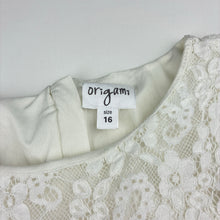 Load image into Gallery viewer, Girls Origami, lined floral lace party / formal dress, GUC, size 16, L: 76cm