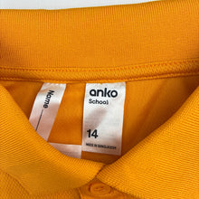 Load image into Gallery viewer, Unisex Anko, gold school polo shirt top, EUC, size 14,  
