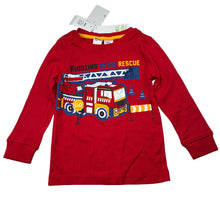 Load image into Gallery viewer, Boys Anko, cotton long sleeve pyjama top, fire engine, NEW, size 2,  