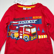 Load image into Gallery viewer, Boys Anko, cotton long sleeve pyjama top, fire engine, NEW, size 2,  