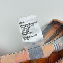 Load image into Gallery viewer, Boys Urban Supply, orange check lightweight cotton short sleeve shirt, EUC, size 12,  