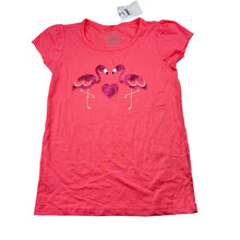 Load image into Gallery viewer, Girls H&amp;T, pink cotton tee / top, flamingos, NEW, size 7,  