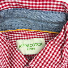 Load image into Gallery viewer, Boys HOPSCOTCH, red gingham cotton long sleeve shirt, EUC, size 2,  