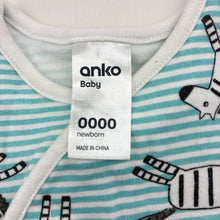 Load image into Gallery viewer, Unisex Anko, cotton romper, zebras, EUC, size 0000,  