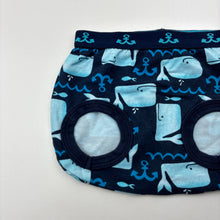 Load image into Gallery viewer, Unisex Dymples, stretchy shorts / nappy cover, whales, EUC, size 00,  