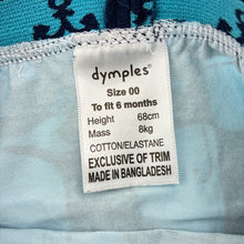 Load image into Gallery viewer, Unisex Dymples, stretchy shorts / nappy cover, whales, EUC, size 00,  