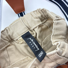Load image into Gallery viewer, Boys Peter Morrissey, stretch cotton pants, elasticated, braces, EUC, size 000,  