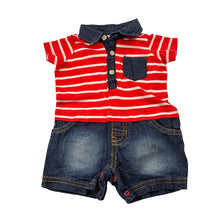Load image into Gallery viewer, Boys Bonds, cotton polo romper, GUC, size 000,  